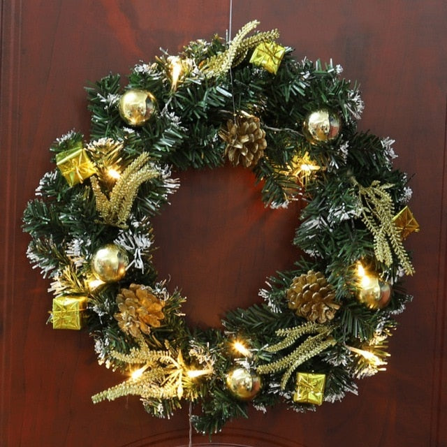 Christmas Wreath With Battery Powered LED Light String