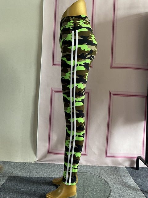 Camouflage Joggers Women High Waist Pocket Tight