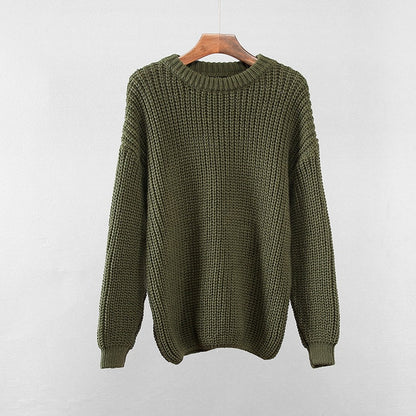 Hirsionsan Women's Korean Knitted Sweater Oversized Warm Female Pullovers Fashion Solid Tops