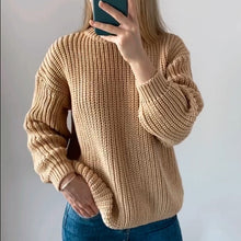 將圖片載入圖庫檢視器 Hirsionsan Women&#39;s Korean Knitted Sweater Oversized Warm Female Pullovers Fashion Solid Tops
