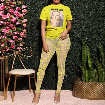 Women Printing Two-piece Suit