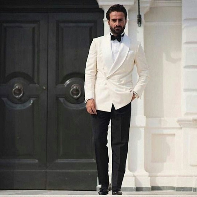 Peaked Design White Business Men Suits For Wedding Suit Men Casual Groom Tuxedo Classic Costume Mariage Homme Custom Made Blazer