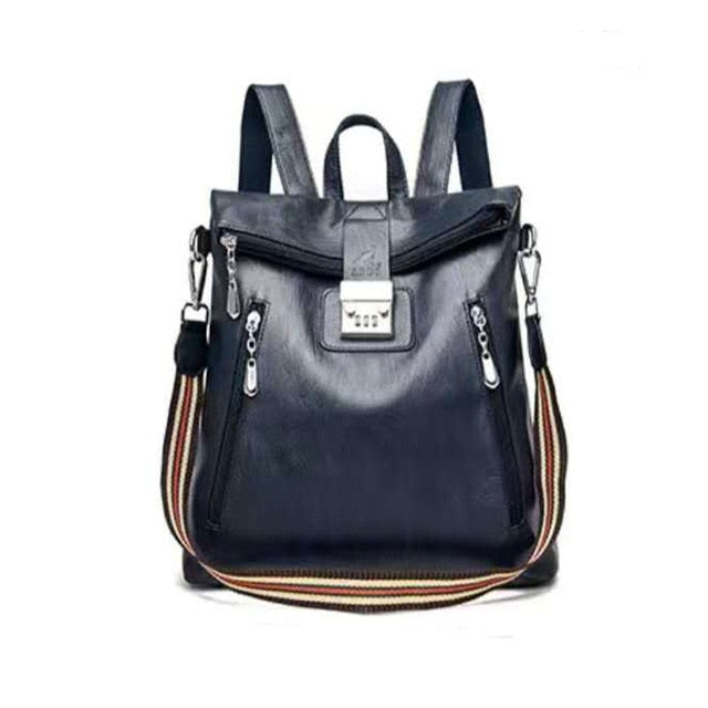 Password Lock Anti-theft Backpack Female High-end Travel Computer Bag Large-Capacity Leather Waterproof Personalized Leather Bag
