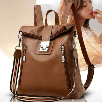 Password Lock Anti-theft Backpack Female High-end Travel Computer Bag Large-Capacity Leather Waterproof Personalized Leather Bag
