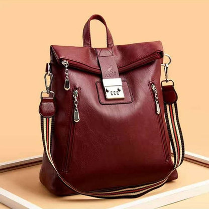 Password Lock Anti-theft Backpack Female High-end Travel Computer Bag Large-Capacity Leather Waterproof Personalized Leather Bag