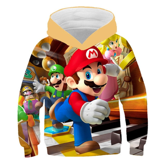 Fashion cute 3D print Super mario hoodie