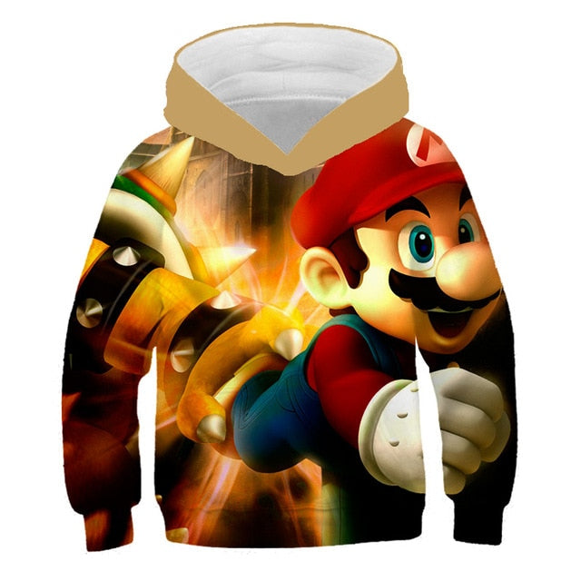 Fashion cute 3D print Super mario hoodie