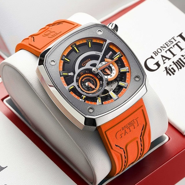 Blue Rubber Automatic Mechanical Men Watch Waterproof Luminous Japan Movement Male Clock Watches For Men relogio masculino