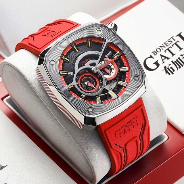 Blue Rubber Automatic Mechanical Men Watch Waterproof Luminous Japan Movement Male Clock Watches For Men relogio masculino
