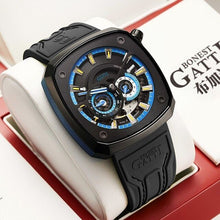 Charger l&#39;image dans la galerie, Blue Rubber Automatic Mechanical Men Watch Waterproof Luminous Japan Movement Male Clock Watches For Men relogio masculino
