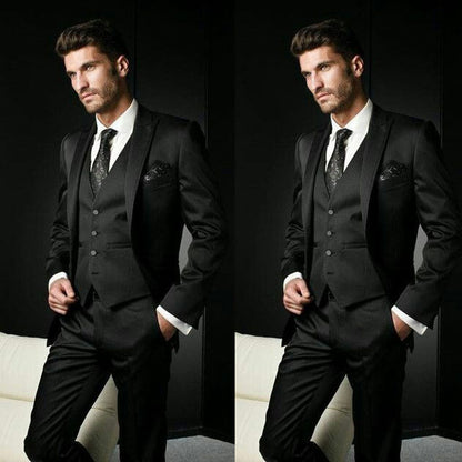 Italian Black Mens Suits with Pants Business Tuxedo Groom Wear Man Blazer Slim Fit Terno Masculino Costume Homme Mariage 3Piece