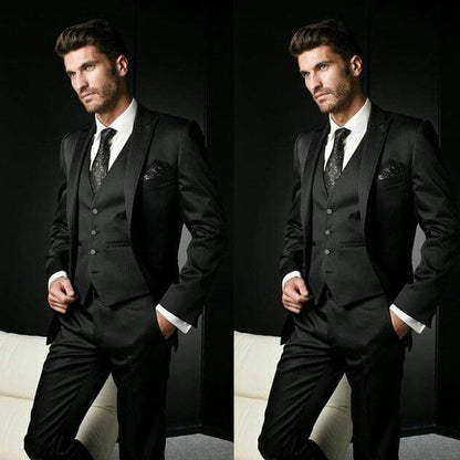 Italian Black Mens Suits with Pants Business Tuxedo Groom Wear Man Blazer Slim Fit Terno Masculino Costume Homme Mariage 3Piece