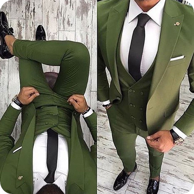 Italian Black Mens Suits with Pants Business Tuxedo Groom Wear Man Blazer Slim Fit Terno Masculino Costume Homme Mariage 3Piece