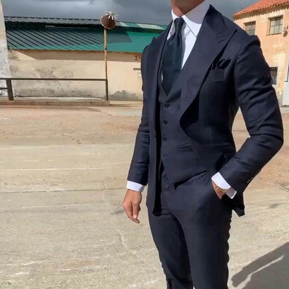 Italian Black Mens Suits with Pants Business Tuxedo Groom Wear Man Blazer Slim Fit Terno Masculino Costume Homme Mariage 3Piece