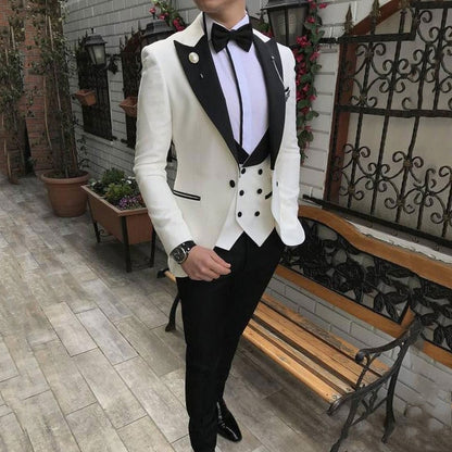 Italian Black Mens Suits with Pants Business Tuxedo Groom Wear Man Blazer Slim Fit Terno Masculino Costume Homme Mariage 3Piece