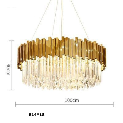 LED Postmodern Round Golden Stainless Steel Crystal Chandelier Lighting Lustre Suspension Luminaire Lampen For Dinning Room
