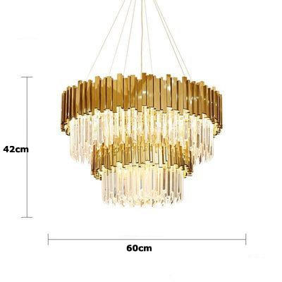 LED Postmodern Round Golden Stainless Steel Crystal Chandelier Lighting Lustre Suspension Luminaire Lampen For Dinning Room