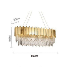 將圖片載入圖庫檢視器 LED Postmodern Round Golden Stainless Steel Crystal Chandelier Lighting Lustre Suspension Luminaire Lampen For Dinning Room
