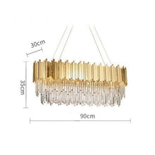 將圖片載入圖庫檢視器 LED Postmodern Round Golden Stainless Steel Crystal Chandelier Lighting Lustre Suspension Luminaire Lampen For Dinning Room
