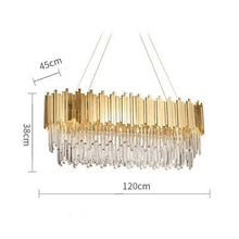 將圖片載入圖庫檢視器 LED Postmodern Round Golden Stainless Steel Crystal Chandelier Lighting Lustre Suspension Luminaire Lampen For Dinning Room
