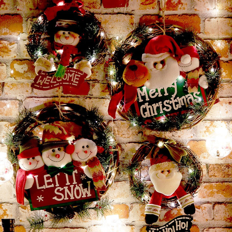 Wooden Merry Christmas Garland Wreath Decor