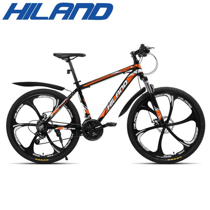 HILAND 26 inch 21 Speed Aluminum Alloy Suspension Bike Double Disc Brake Mountain Bike Bicycle with Service and Free Gifts