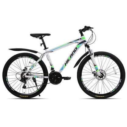 HILAND 26 inch 21 Speed Aluminum Alloy Suspension Bike Double Disc Brake Mountain Bike Bicycle with Service and Free Gifts