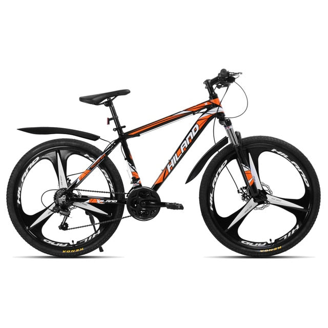 HILAND 26 inch 21 Speed Aluminum Alloy Suspension Bike Double Disc Brake Mountain Bike Bicycle with Service and Free Gifts