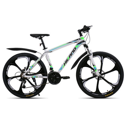 HILAND 26 inch 21 Speed Aluminum Alloy Suspension Bike Double Disc Brake Mountain Bike Bicycle with Service and Free Gifts