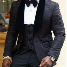 将图片加载到图库查看器，Blazer Masculino Handsome Dark Gray Mens Suit Groom Wedding Suits For Best Men Slim Fit Groom Tuxedos For Man(Jacket+Vest+Pant)
