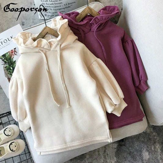 Kids Casual Thick Warm Cute Solid Dress Hoodie Sweater