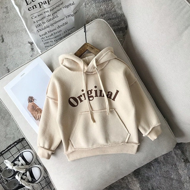 Kids Casual Thick Warm Cute Solid Dress Hoodie Sweater