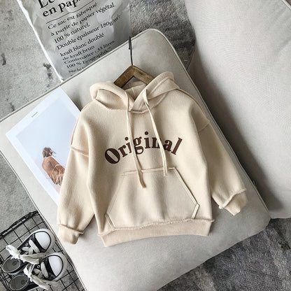Kids Casual Thick Warm Cute Solid Dress Hoodie Sweater