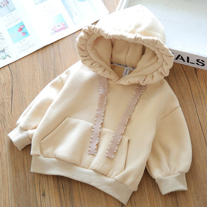 Kids Casual Thick Warm Cute Solid Dress Hoodie Sweater