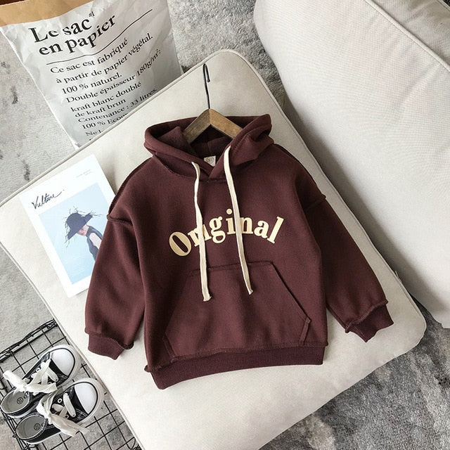 Kids Casual Thick Warm Cute Solid Dress Hoodie Sweater