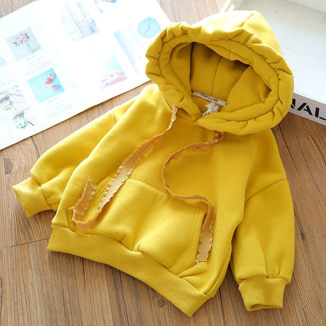 Kids Casual Thick Warm Cute Solid Dress Hoodie Sweater