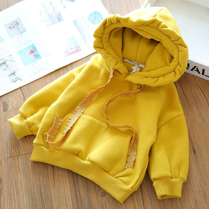 Kids Casual Thick Warm Cute Solid Dress Hoodie Sweater