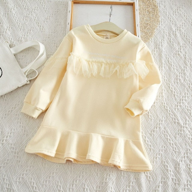 Kids Casual Thick Warm Cute Solid Dress Hoodie Sweater