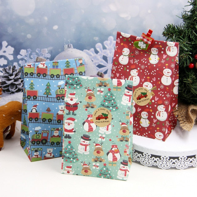 Snowflakes Candy Gift Bags Snowman Merry Christmas
