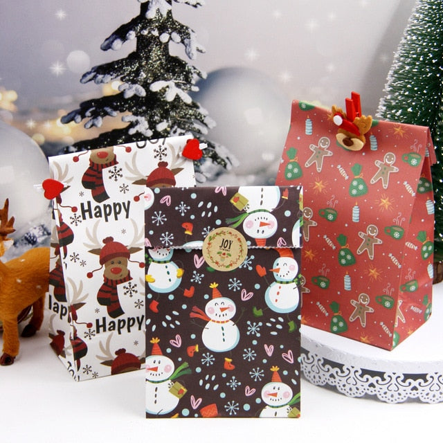 Snowflakes Candy Gift Bags Snowman Merry Christmas