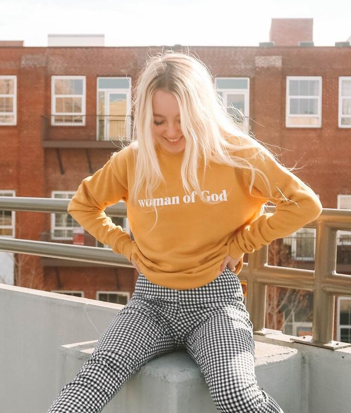 Woman of God Christian Sweater Bible Baptism Personality Yellow Sweater Fashion Pure Cotton Casual Vintage Religion Top