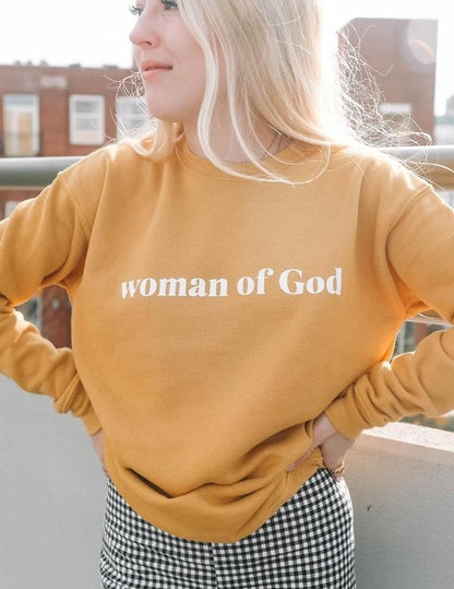 Woman of God Christian Sweater Bible Baptism Personality Yellow Sweater Fashion Pure Cotton Casual Vintage Religion Top