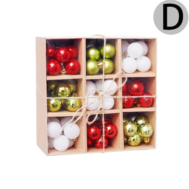 3cm Christmas Painted Balls/99pcs Christmas Ball Gift Box Set/XMAS Decor/Festives Atmosphere Scene Dress Up Supplies