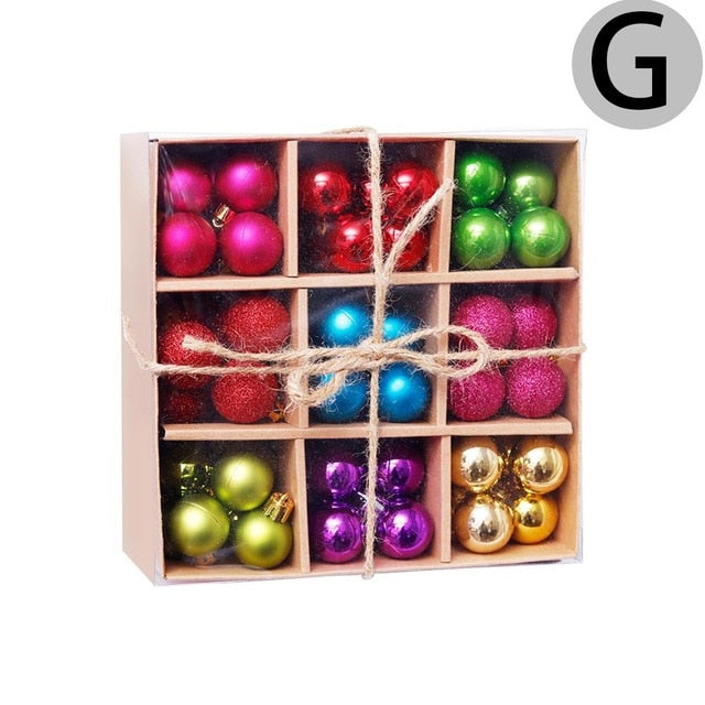 3cm Christmas Painted Balls/99pcs Christmas Ball Gift Box Set/XMAS Decor/Festives Atmosphere Scene Dress Up Supplies