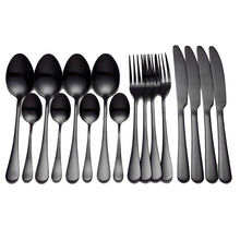 Load image into Gallery viewer, Black Tableware Stainless Steel Cutlery Set
