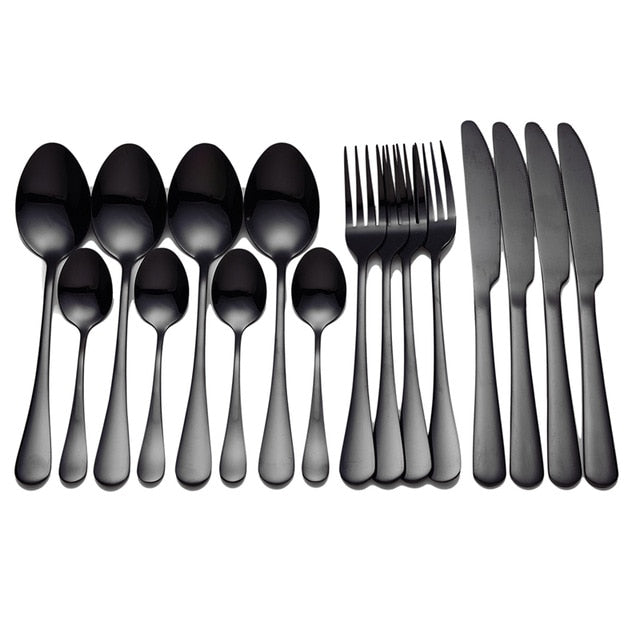 Black Tableware Stainless Steel Cutlery Set