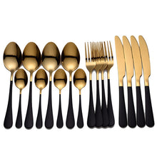 Load image into Gallery viewer, Black Tableware Stainless Steel Cutlery Set
