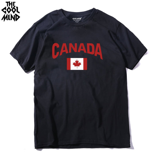 COOLMIND CA0113A Brand Tops Tee Shirts Vintage Canada Casual T-shirt Male Short Sleeve Pattern O-neck Hipster Tshirts