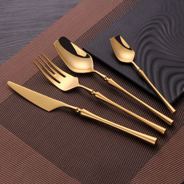 Stainless Steel Cutlery Set Gold Dinnerware Set