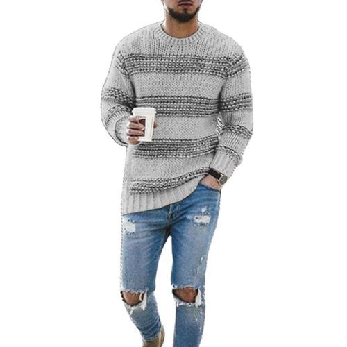 Men's Sweater  Autumn Winter Knit Top Stripe Casual Sweater Men Clothing